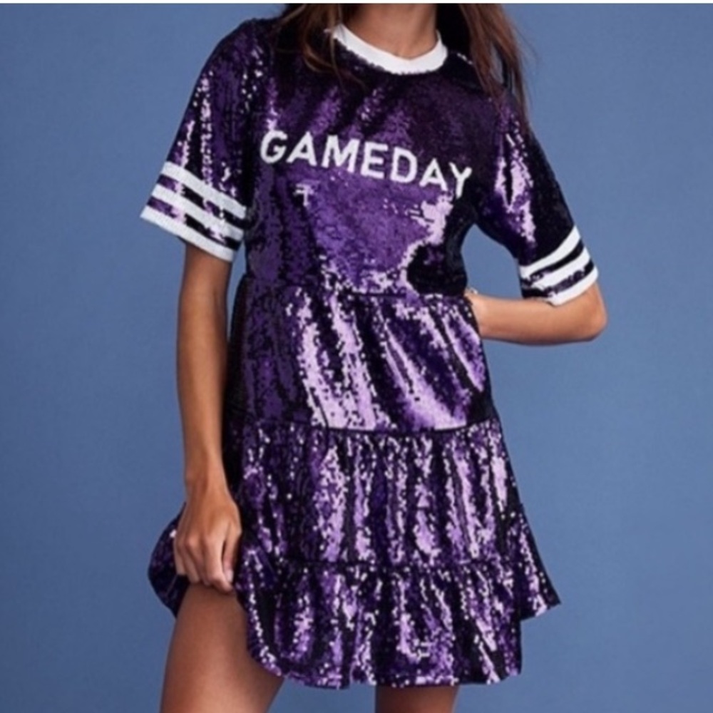 🟠NWT! FRANCESCA’S Game Day Sequin Mini Dress in Purple